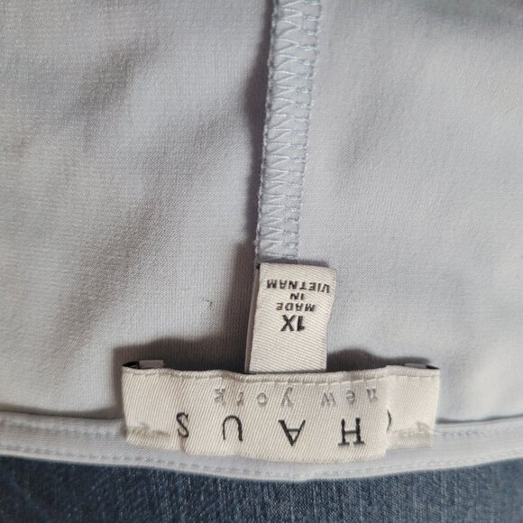 CHAUS New York Womens 1X Light Blue Zip-Front Tunic Top - Picture 6 of 7